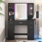 Black Makeup Vanity With Storage