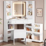 Corner Vanity Desk With Mirror And Lights