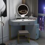 Corner Vanity With Lighted Mirror