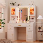 Vanity Mirror With Drawers And Lights