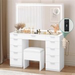 Vanity With Drawers And Lighted Mirror