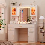 Vanity With Mirror And Lights And Drawers